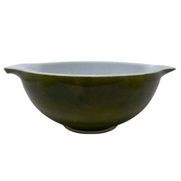 Vintage Pyrex 4 Pc Verde Green Mixing Bowl Set Mid Century Nesting - Picture 4 of 12